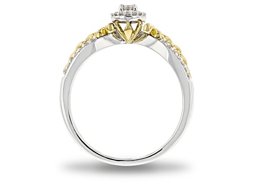Enchanted Disney Anna Ring White Diamond Rhodium And 14K Yellow Gold Over Silver 0.20ctw - Size 7