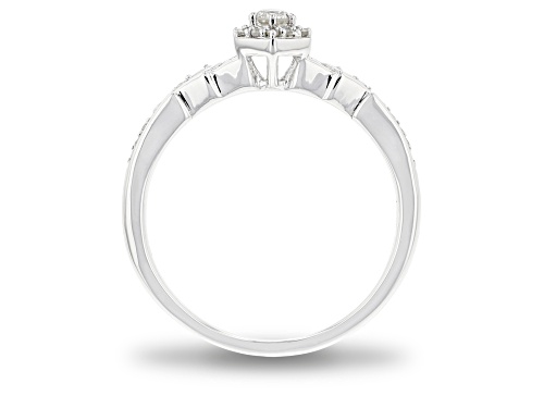 Enchanted Disney Elsa Ring Round White Diamond Rhodium Over Sterling Silver 0.20ctw - Size 8