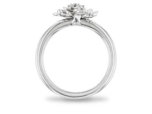 Enchanted Disney Mulan Plum Blossom Ring White Diamond Rhodium Over Silver 0.10ctw - Size 6