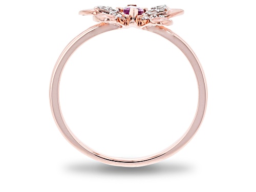 Enchanted Disney Mulan Butterfly Ring Rhodolite Garnet And Diamond 14k Rose Gold Over Silver 0.29ctw - Size 7