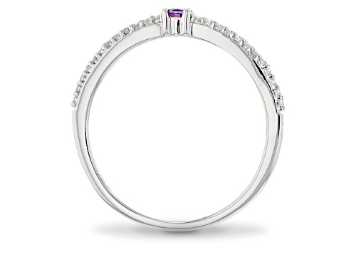 Enchanted Disney Fine Jewelry Ariel Ring White Diamond & Amethyst Rhodium Over Silver 0.10ctw - Size 7