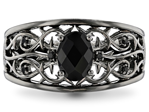 Enchanted Disney Villains Maleficent Ring Black Onyx & Black Diamond Black Rhodium Over Silver - Size 7