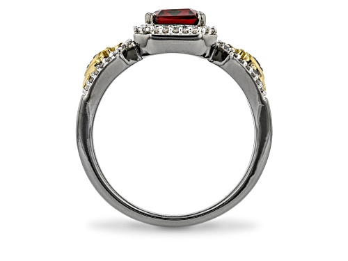 Enchanted Disney Evil Queen Ring Garnet And Diamond Rhodium And 14k Yellow Gold Over Silver Ring - Size 6