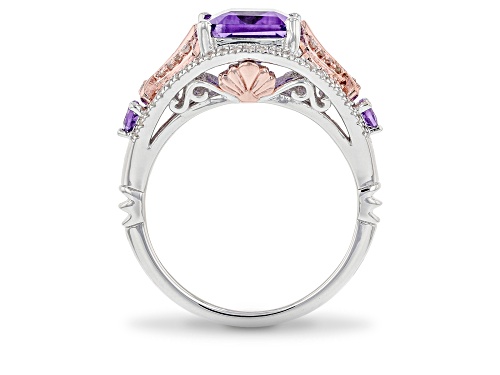Enchanted Disney Ariel Ring Amethyst & White Diamond Rhodium & 14k Rose Gold Over Silver 3.14ctw - Size 7