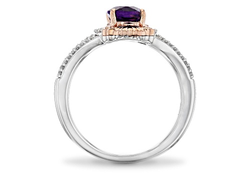 Enchanted Disney Ariel Ring Amethyst & White Diamond Rhodium & 14k Rose Gold Over Silver 1.42ctw - Size 9
