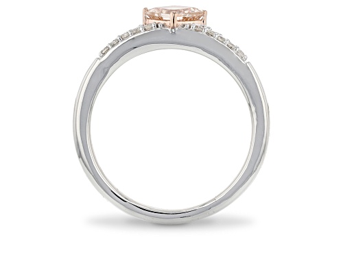 Enchanted Disney Aurora Ring Pink Morganite & White Diamond Rhodium & 14k Rose Gold Over Silver - Size 7