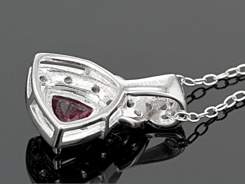 .51ct Trillion Pink Tourmaline And .15ctw Round White Zircon Sterling Silver Pendant With Chain