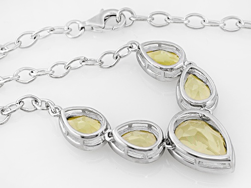12.12ctw Pear Shape Brazilian Canary Yellow Quartz Sterling Silver Necklace - Size 18