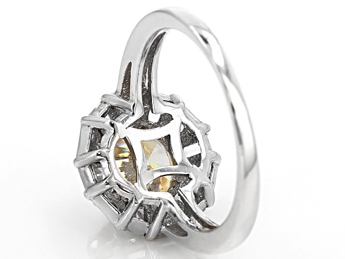 2.60ct White Strontium Titanate and .66ctw Zircon Rhodium Over Sterling Silver Ring - Size 7