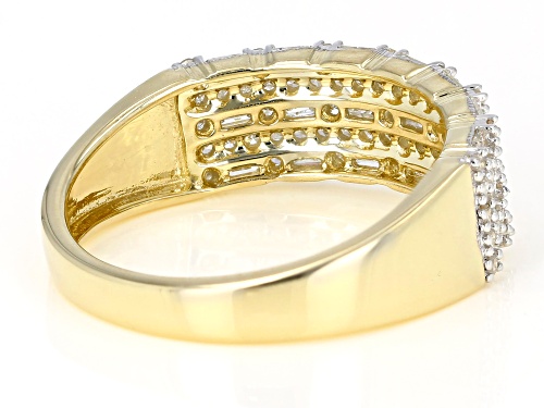 0.59ctw Baguette And Round White Diamond 10K Yellow Gold Ring - Size 7