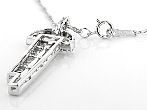 0.80ctw Baguette & Round White Diamond 10K White Gold Pendant With 18 Inch Chain