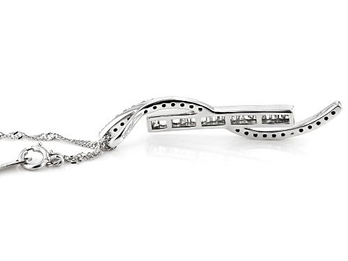 0.42ctw Round & Baguette White Diamond 10K White Gold Pendant With 18 Inch Chain