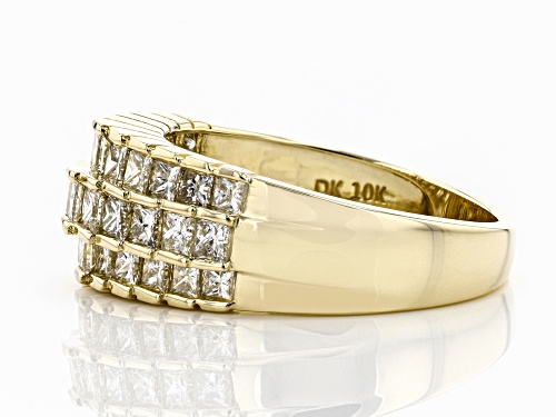 1.45ctw Princess Cut White Diamond 10K Yellow Gold Ring - Size 7