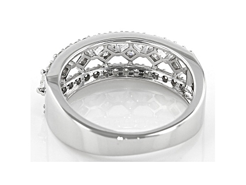 0.83ctw Princess Cut & Round White Diamond 10K White Gold Ring - Size 7