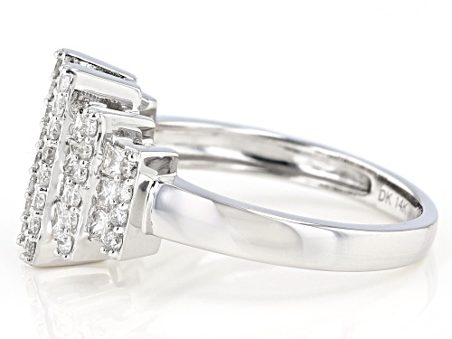 1.40ctw Princess Cut And Round White Diamond 14K White Gold Ring - Size 7