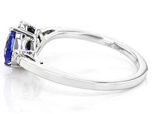 0.98ct Tanzanite With 0.11ctw Round White Diamond Rhodium Over 10k White Gold Ring - Size 8