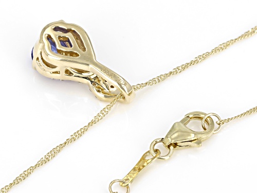 0.98ct Tanzanite With 0.09ctw White Diamond Accent 10k Yellow Gold Pendant With Chain