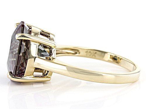 7.00ct Swirl Dutch Cut Lab Created Alexandrite 10k Yellow Gold Solitaire Ring - Size 8