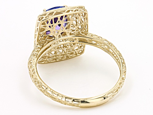 1.14ct Rectangular Cushion Tanzanite 10K Yellow Gold Ring - Size 6