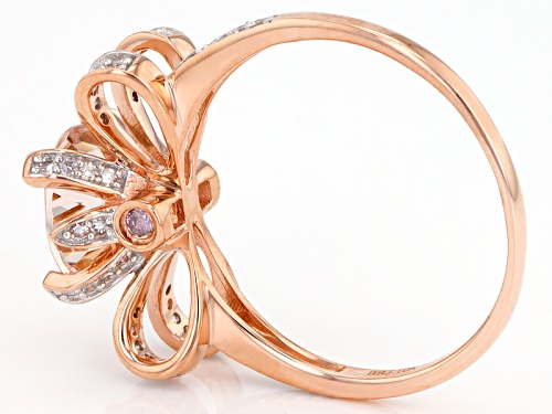 1.55ct Cor-De-Rosa Morganite™, .16ctw White &,.03ctw Two Peach Diamond Accent 10k Rose Gold Ring - Size 12