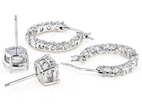 Bella Luce ® 10.00 ctw Rhodium Over Sterling Silver Hoop And Stud Earring Set