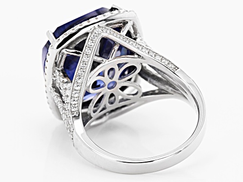 Bella Luce ® 32.94ctw Esotica™ Tanzanite And White Diamond Simulants Rhodium Over Silver Ring - Size 5