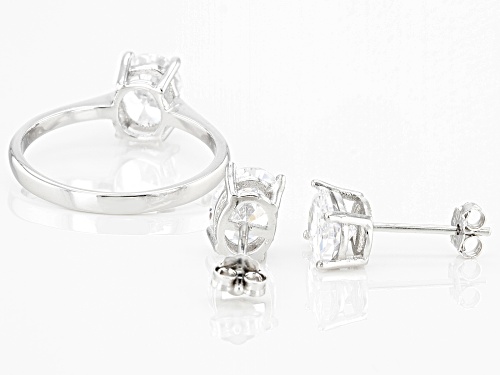 Bella Luce ® 6.18ctw Rhodium Over Sterling Silver Ring And Earrings