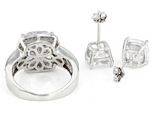 Bella Luce ® 15.56ctw Rhodium Over Sterling Silver Ring And Earring Set (9.65ctw DEW)