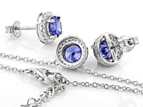 Bella Luce®Esotica™Tanzanite And Diamond Simulants Rhodium Over Silver Necklace And Earrings Set