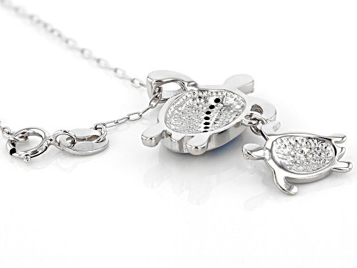 Bella Luce ® Lab Created Opal & White Diamond Simulant Rhodium Over Silver Turtle Pendant W/Chain