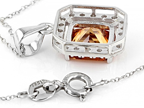 Bella Luce ® 4.42ctw Champagne And White Diamond Simulants Rhodium Over Silver Pendant With Chain