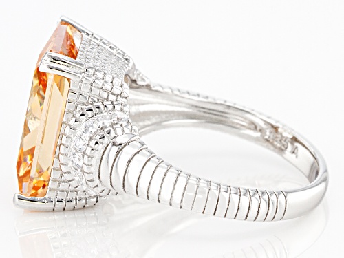 Bella Luce ® 12.40ctw Champagne and White Diamond Simulant Rhodium Over Sterling Silver Ring - Size 5