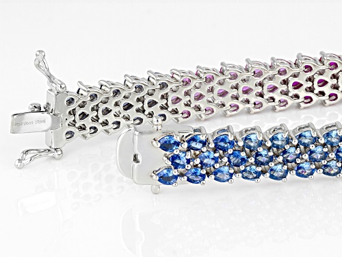 Bella Luce ® 26.67ctw Esotica ™ Multicolor Gemstone Simulants Rhodium Over Sterling Silver Bracelet - Size 7.25