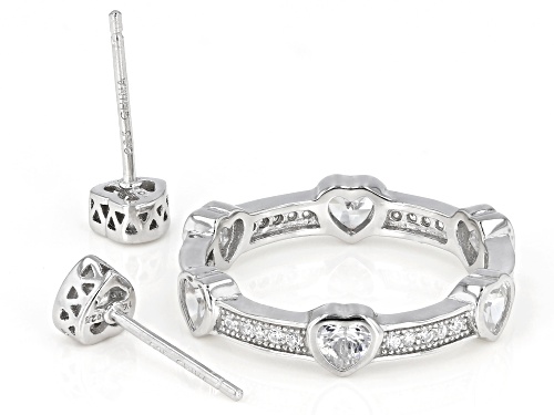 Bella Luce ® 2.75ctw Rhodium Over Sterling Silver Heart Ring And Stud Earrings Set (1.66ctw DEW)