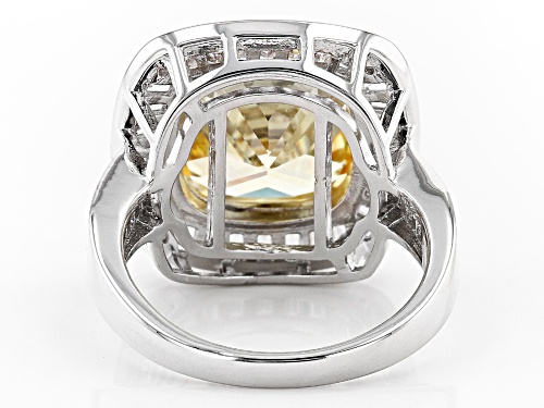 Bella Luce ® 11.50ctw Canary And White Diamond Simulants Rhodium Over Sterling Silver Ring - Size 7