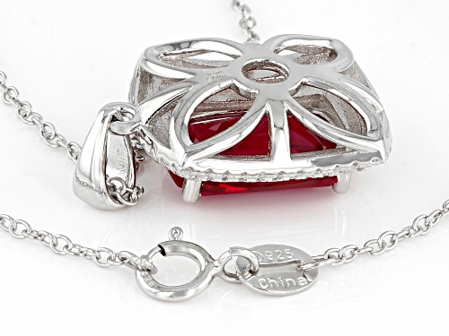 Bella Luce® 5.37ctw Lab Ruby And White Diamond Simulant Rhodium Over Sterling Pendant With Chain