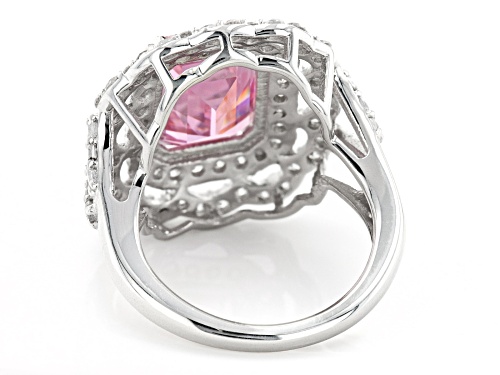 Bella Luce® 11.81ctw Pink and White Diamond Simulants Rhodium Over Silver Ring (7.15ctw DEW) - Size 12