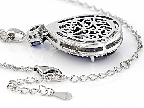 Bella Luce® Esotica™ Tanzanite & White Diamond Simulants Rhodium Over Silver Pendant With Chain