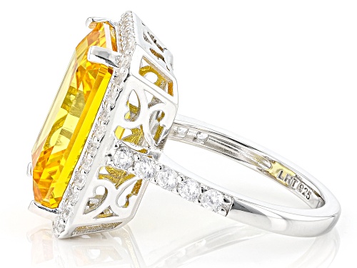 Bella Luce® 24.67ctw Canary and White diamond Simulants Rhodium Over Silver Ring. (14.90ctw DEW) - Size 5