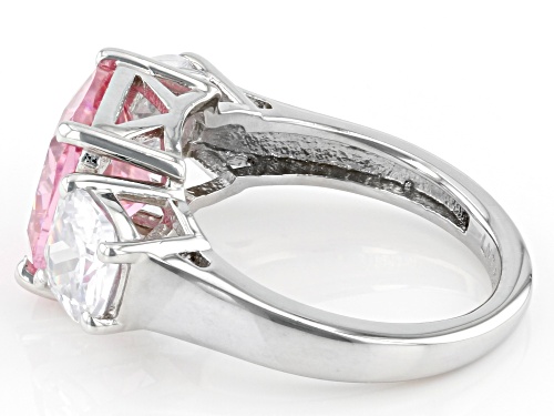 Bella Luce® 10.30ctw Pink And White Diamond Simulants Rhodium Over Silver Ring (6.24ctw DEW) - Size 11