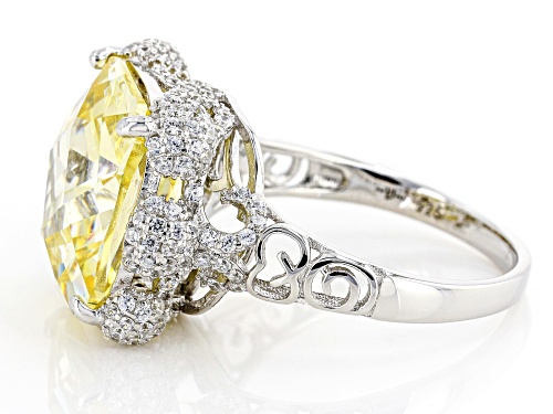 Bella Luce® 19.65ctw Canary And White Diamond Simulants Rhodium Over Silver Ring (11.90ctw DEW) - Size 5