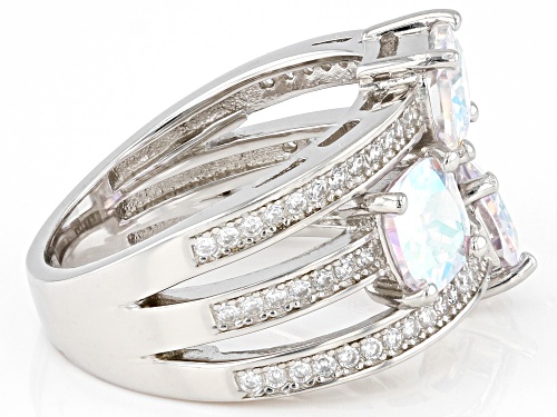 Bella Luce® 4.91ctw Aurora Borealis And White Diamond Simulants Rhodium Over Sterling Silver Ring - Size 7