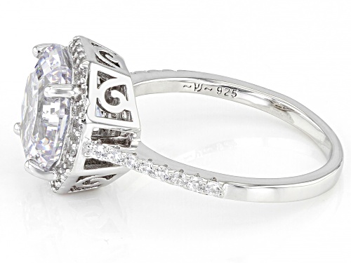 Bella Luce® 7.11ctw White Diamond Simulant Rhodium Over Sterling Silver Octagon Asscher Cut Ring - Size 9