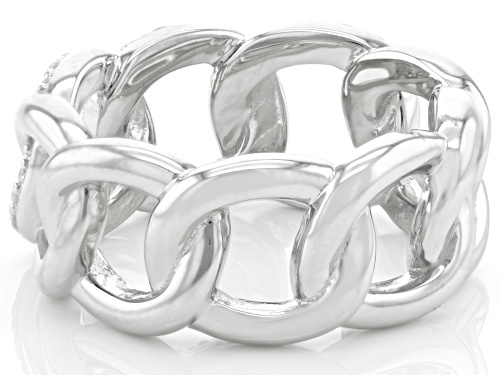 Bella Luce® 0.21ctw White Diamond Simulant Rhodium Over Sterling Silver Chain Link Ring - Size 6