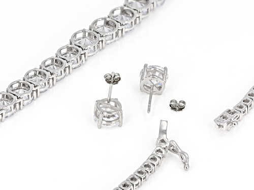 Bella Luce® 80.95ctw White Diamond Simulant Rhodium Over Silver Tennis Necklace Set(49ctw DEW)