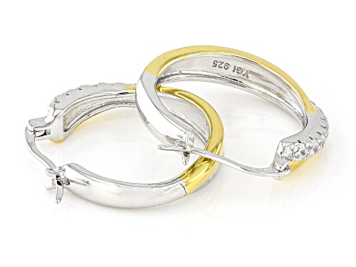 Bella Luce® 1.08ctw Diamond Simulant Rhodium And 18k Yellow Gold Over Silver Hoops(0.65ctw DEW)