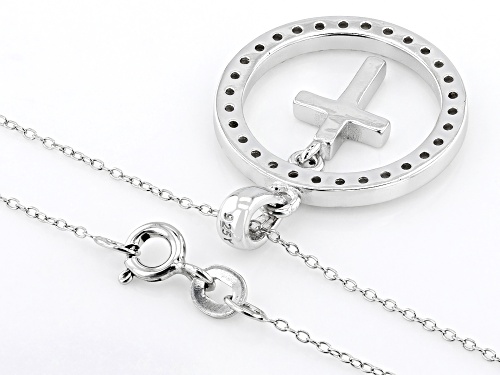 Bella Luce® 0.51ctw White Diamond Simulant Rhodium Over Sterling Silver Cross Pendant(0.31ctw DEW)