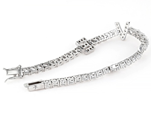 Bella Luce® 12.11ctw White Diamond Simulant Rhodium Over Silver LOVE Tennis Bracelet(7.33ctw DEW) - Size 8