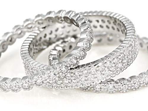 Bella Luce ® 5.67CTW White Diamond Simulant Rhodium Over Sterling Silver Rings Set Of 3 - Size 7