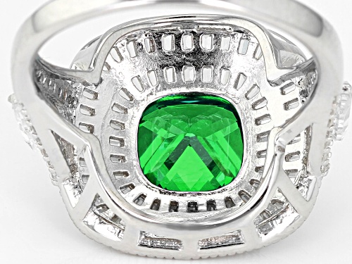 Bella Luce ® 7.67CTW Emerald & White Diamond Simulants Rhodium Over Sterling Silver Ring - Size 8